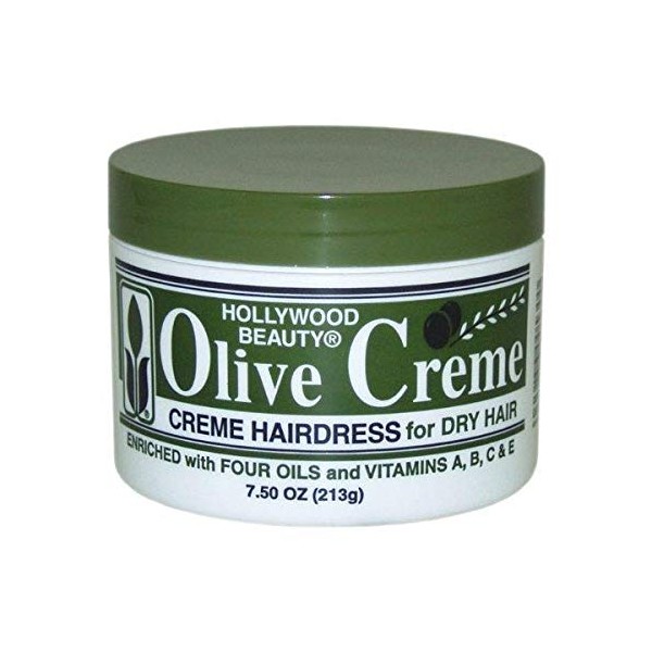 Hollywood Beauty Olive Creme Hairdress For Dry Hair, Hair Cream 7.5 Oz, Olive Cholesterol 2 Oz