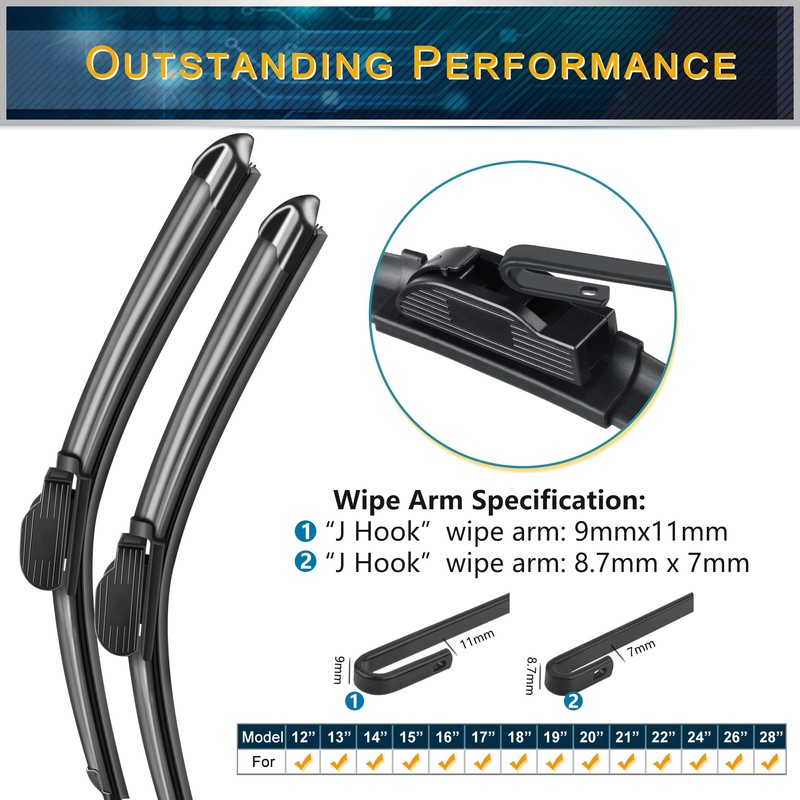 Windshield Wiper Blades 26" + 19" Blade for Replacement Car