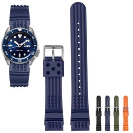 Rubber Band For Seiko Prospex SKX Divers Watches, 22mm 20mm Replacement Watch Band With Buckle For Seiko Prospex Diver’s Watch Rubber Watch Strap - Multiple Colors (20mm, Blue)