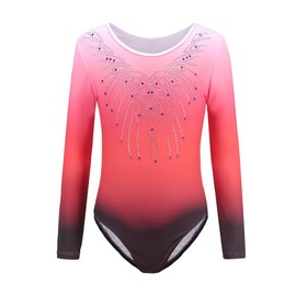 Sinoem Gymnastics Leotards for Girls Long Sleeve/Sleeveless Gradient Color Sparkle Leotard Dancing Ballet Gymnastics Athletic for Little Girl