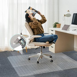 Heavy Duty Office Chair Mat for Carpet 45"x54" PVC Material Chair Mat for Carpeted Floor Slip Resistant Carpet Protector for Home Office Easy Glide Desk Floor Mat for Office Chair on Carpets