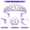 Uintoon 80th Birthday Decorations Purple Tiara Crown and 80 &