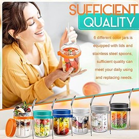 ZENSUKYE Recipientes de Avena, 6 Pack Tarros de Vidrio con Tapa Hermética y Cuchara, Tarros de Avena de Vidrio de 350ML, Oats Containers para Tarros  