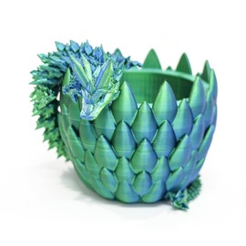 Claofoc 3D Printed Dragon Egg Mysterious Dragon Eggs with Dragon Inside Home Office Desk Decoration Adults Children Gifts Toy (Blue Green)