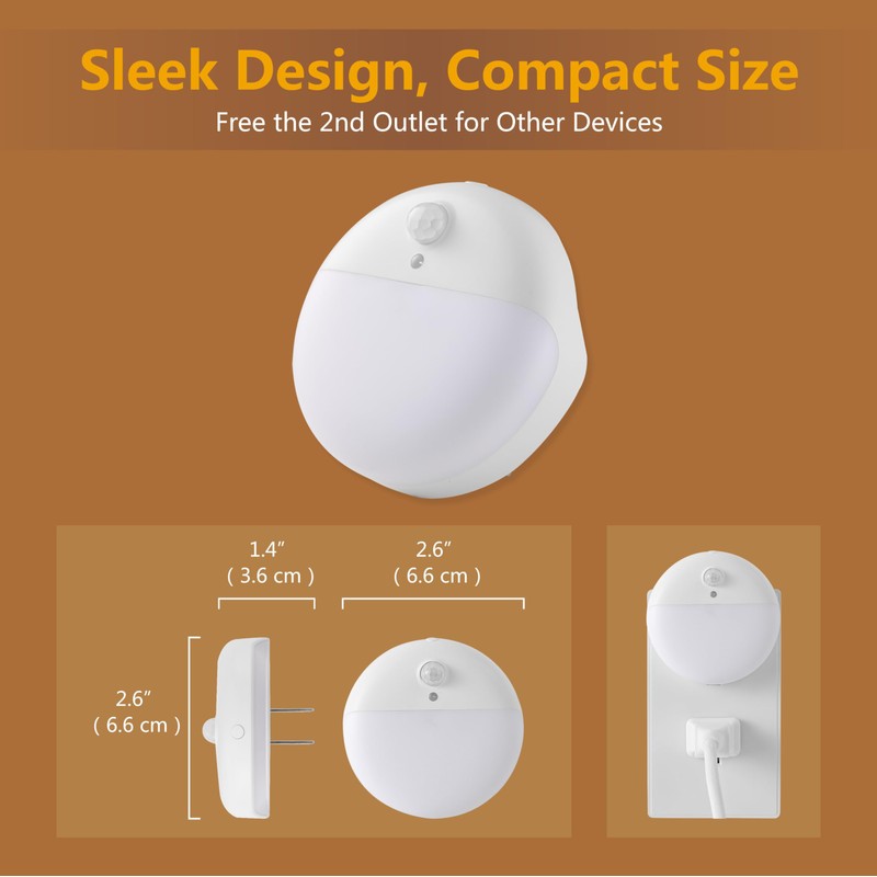 YUNLEX 2 Pack Plug in Night Light with 3 Lighting