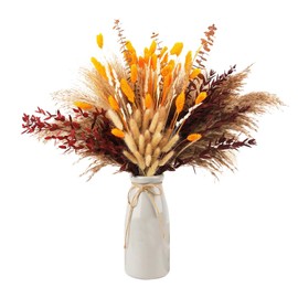 Dried Pampas Grass Bouquet,Fall Decorations for Home,Boho Pompas Floral Grass Home Decor,Fluffy Dried Flower Pompas Bouquet ,Dried Flower Bouquet for Room Home Bedroom Wedding Party Table Decorations