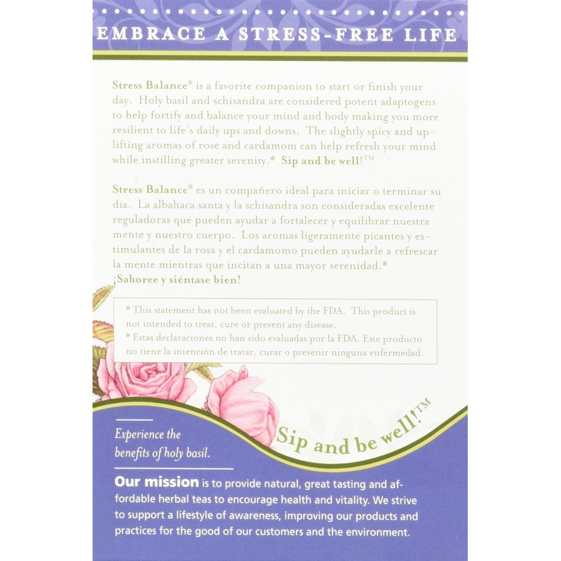 Lifestyle Awareness Teas, Caffeine Free Stress Balance Tea, 20 Count