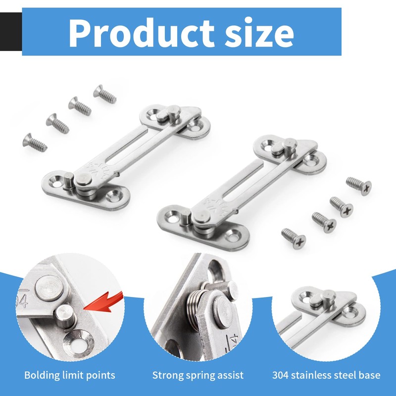 4 Pairs Window Restrictors Locks, 304 Stainless Steel Window Safety