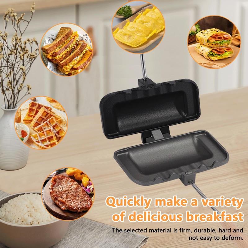 Qivine Hot Sandwich Maker, 4w1h Sandwich Maker Double Sided Pie