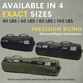 Polyfit Sandbag Pro - Workout Sandbag with Triple Closure Filler Bag and Reinforced Nylon Webbing - Green - 60LB