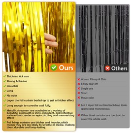 Gold Tinsel Curtain Party Backdrop - First Communion Decorations | Baptism Decorations | Engagement Party Decorations | Gold Birthday Decorations | Gold Party Decorations,2 Pack,3.3ftx8.2ft