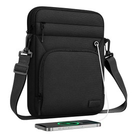 MoKo 15.6 Inch 360° Protective Laptop Sleeve Bag, Fits 2026 MacBook Air 15-inch M5, 15.4" MacBook Pro/Pro Retina, 15" Surface Laptop 5/3,Multifunctional Bag with Shoulder and Headphone Port,Black