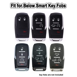 Key Fob Cover for Ram 1500 Full Protection Soft TPU Smart Key Case Holder Fits for 2019 2020 2021 Dodge Ram 1500 Keyless Entry Remote Skin Accessories (Silver)