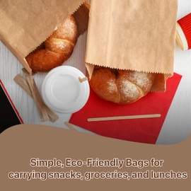 Pokanic Lunch Brown Paper x 250 Bags (8 x 4 x 2.5 inch) #2 Bulk Kraft 2 lb Capacity Eco Friendly Reusable Heavy Duty Disposable for Grocery Snacks Crafts Lunch Sandwich Food (250 Bags, 8 x 4 x 2.5)