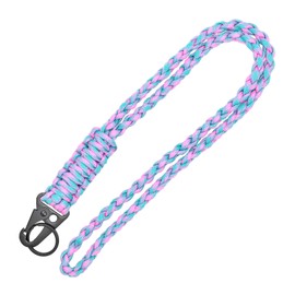 PAITOK Durable Paracord Lanyard for Men and Women, Braided Colorful Neck Strap for Keys, ID Card, Badge Holder, Camera and Outdoor Activities, Blue pink