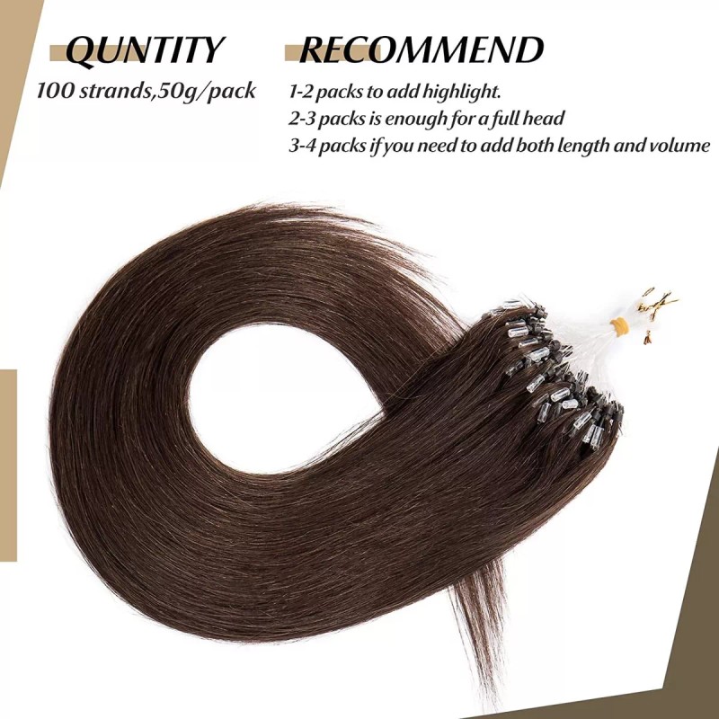 MARCA PROPIA Extensiones De Cabello Real 22in Marrón Medio 50gr