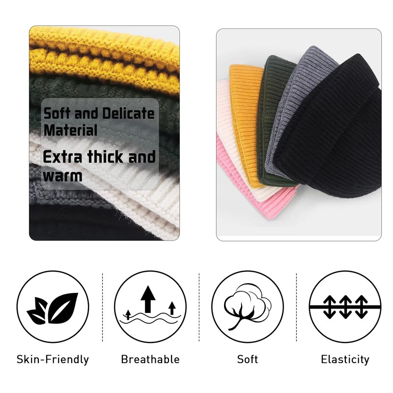 Winter Beanie Hat, Roll up Edge Skullcap Fisherman Beanie, Unisex