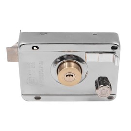 ZONADAH Door Lock Set, Exterior Door Lock, Interior Door Latch with 5 Keys, Stainless Steel Cylinder Latch, Rim Lock Set with Card Housing, Latch Right Open