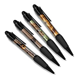 DV DESIGN Set of 4 Lion Black Ballpoint Pens - Mane Animal Nature Wildlife Wild Travel Portrait Boys Girls Men Women Theme Pen #79462