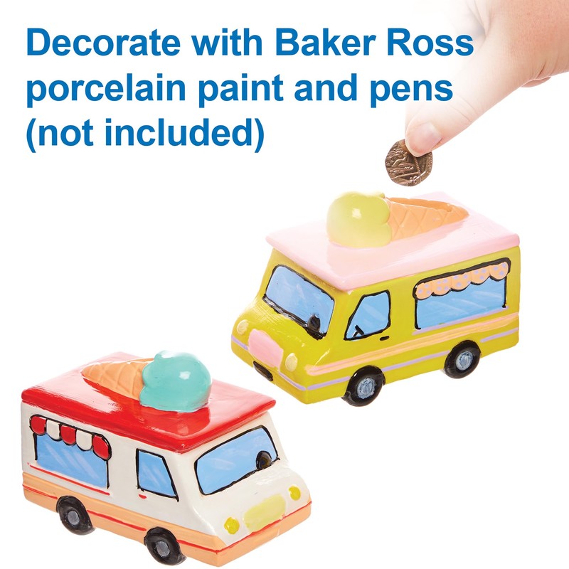 Baker Ross FX708 Ice Cream Van Ceramic Money Banks -