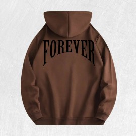 Forever Slogan Graphic Hoodie 100% Cotton US Warehouse 6 ColorsColor: Brown, Size: Xl