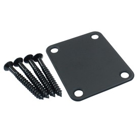 Kemcatui Electric Guitar Neck Plate, Black Bass Neck Plate Guitar Neck Joint Connecting Strengthen Plate with Screws（64 ×51 mm）