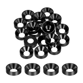 QUARKZMAN M8 Cone Cup Countersunk Washers Anodised Aluminium Seals Cone Head Washer Seal for Screw RC/FPV/PC/Drone/Mechanical Accessories, Pack of 35 (Black)