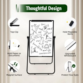 Magnetic Dry Erase Board Double Sided 35x24 Inch with Adjustable Stand - Portable Rotating Whiteboard for Office Meetings Classroom Teaching Home Schooling - Free Standing Includes Marker & Eraser