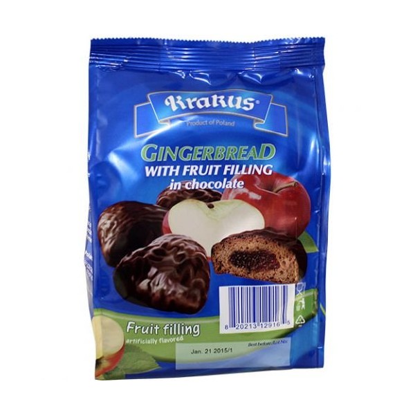 Krakus Gingerbread Fruit Filling Covered in Chocolate - 5.64 oz (Pack of 2) (Apple)