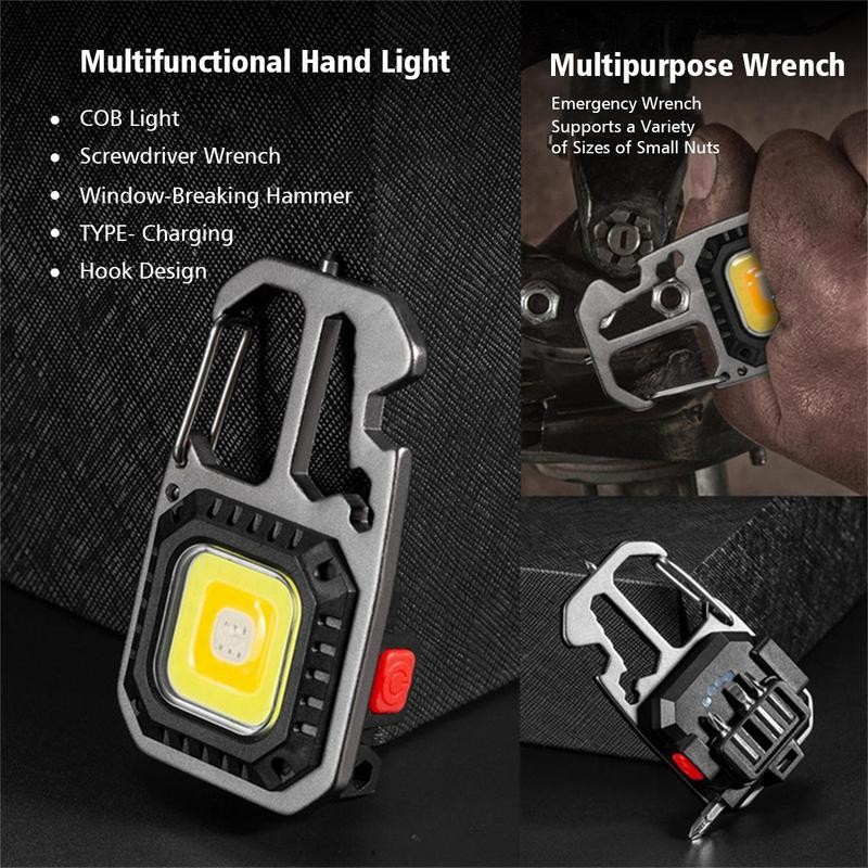 [Multi-Function LED Light] Cob Mini Flashlight Keychain Light, 500 Lumens