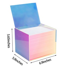 Watpot Disposable Face Towel Storage Box Compatible with Facial Towel XL, Acrylic Disposable Face Towelette Holder Container, Rainbow