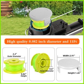 Xgunion Weed Wacker String Replacement for Ryobi One Plus+ AC80RL3 0.08'' String Trimmer Line Compatible with Ryobi Weed Wacker 18V,24V,40V Trimmers (12 Replacement Spool, 4 Trimmer Cover)