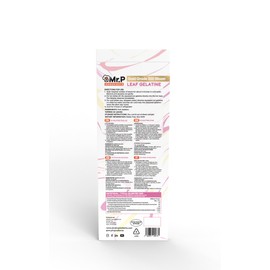 Mr.P Ingredients Leaf Gelatine 20 Leaves 50 gr Gold Grade 200 Bloom Gluten Free Non-GMO Pork Gelatine Sheets Resealable Pouch