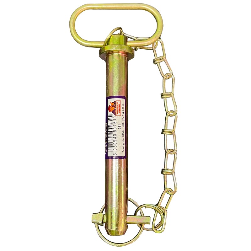 Towing Pin with Linch Pin and Chain, 1.9 x 15.2