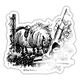 Spreadshirt Pony Fail Thelwell Cartoon Sticker, 10 x 10 cm, white glossy