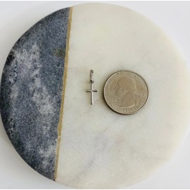 Alex and Elsa 14K White Solid Gold Small Cross 18mm x 6 mm / 14K Solid Gold 0.7" Cross- PT143W