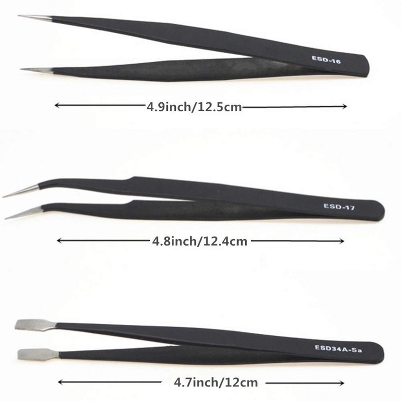 9 in 1 Precision ESD Tweezers Set for Craft Electronics,
