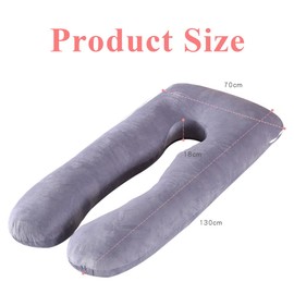 U-Shaped Pregnancy Pillow, Full Body Pillow with Removable Velvet Cover, Versatile Support for Pregnant Women 51.2" x 27.6" (Grey)