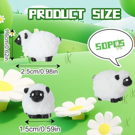Invalidism 50 PCS Mini Resin Sheep Statue, Mini White Sheep Mini Sheep Animal Statue Fairy Tale Garden, Mini Landscape Indoor and Outdoor Decorative Accessories