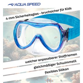 Aqua Speed Alize FS Diving Goggles for Children | Diving Mask | Single Lens + Microfibre Cloth, Colour: Blue