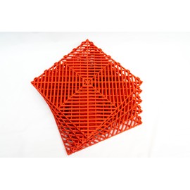 Boss Detail Modular Garage Flooring Tile - Interlocking Soft PVC, 12"x12" Pool Patio Floor, Interlocking Drainage Mats Outdoor Indoor (5, Red)