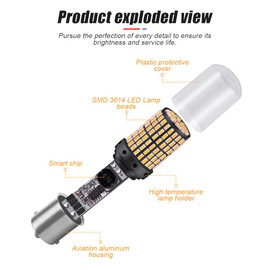 2Pack 1157 LED Brake Light Bulb, 12V-24V BAY15D Replacement Light Bulb for Reverse Brake Tail Running Parking,Universal for Car RV Trailer Boat (Yellow)