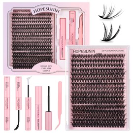 Kit De Extensión De Pestañas,Pestañas Postizas Kit Completo, Mezcla 30D 40D 50D Con Unión Y Sellado De Pestañas De Sujeción Fuerte, 1 Con 320 Pestañas Individuales, Pinzas De Pestañas En Racimo