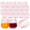 24 Pack Pink Plastic Wine Cups, 14oz Disposable Stemless Ribbed