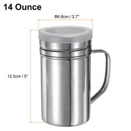 sourcing map Salt Dredge Shakers 14 Ounce Stainless Steel Seasonings Spice Shakers with Handle and Lid for Salt Sugar Flour