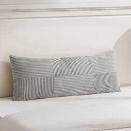 Fancy Homi - Juego de 1 funda de almohada decorativa de cuerpo lumbar largo bohemio gris de 21 x 54 pulgadas para cama, sofá, recámara, banco, funda de almohada con textura de pana suave, decoración