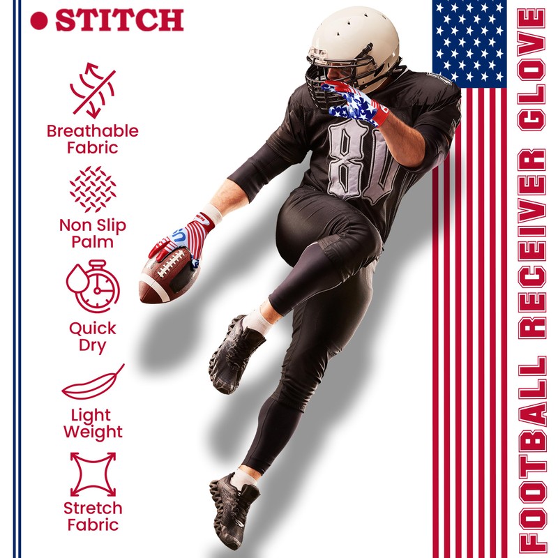 Dot Stitch Football Gloves (USA, Youth X-Large)