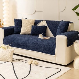 Velvet Quilted Couch Sofa Cover, Soft Sectional Couch Covers, Non-Slip Sofa Slipcover for Dogs Cats Pet Love Seat Recliner Leather L Shaped, Armrest Backrest Cover (Color : #24, Size : 70x180cm/1PC