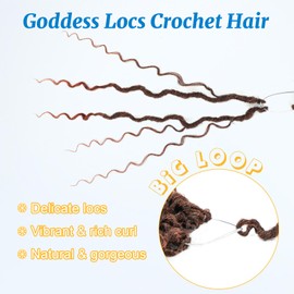 Forevery Faux Locs Crochet Hair 14 Inch Goddess Locs Crochet Hair 6 Packs PreLooped Crochet Hair for Black Women, Ginger Crochet Locs With Curly Ends