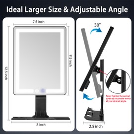 DESCHEN 2025 Updated Heated Shower Mirror Fogless for Shaving Men with 3 Color Lights, 5000mAh Rechargeable Anti Fog Shaving Mirror for Shower Fogless, 12.5×8" Borderless Mirror with Razor Holder